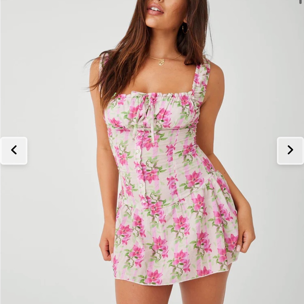 Frankie's Bikinis Pink Floral Mini Dress